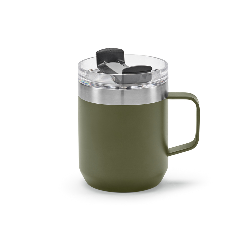 Mug inox recyclé promotionnel 440ml Shinano Vert armée